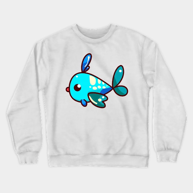 Cute Blue Glowing Fish Crewneck Sweatshirt by egul